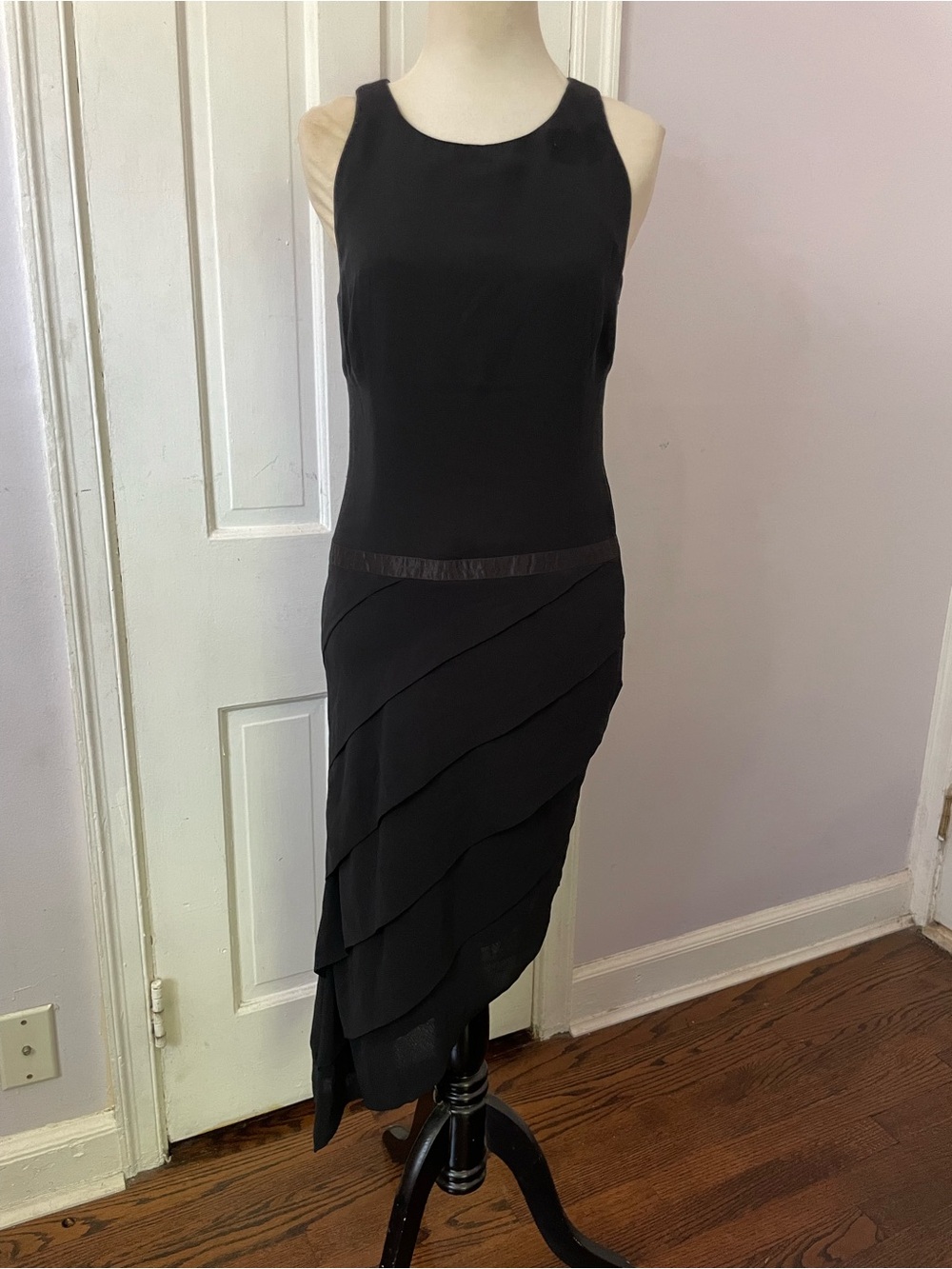 Rene Lezard Black Asymmetrical Layered Hem Dress